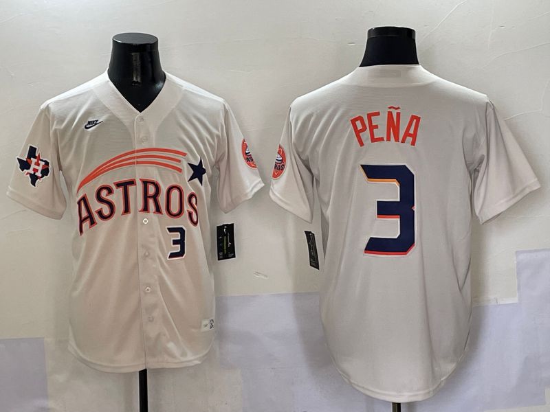 Men Houston Astros #3 Pena Cream Five generations Joint Name 2025 Nike MLB Jersey style 5->houston astros->MLB Jersey